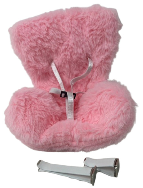 Doll Clothes Superstore Pink Plush Car Seat for 17.5cm Labubu Dolls – Travel in Comfort and Style