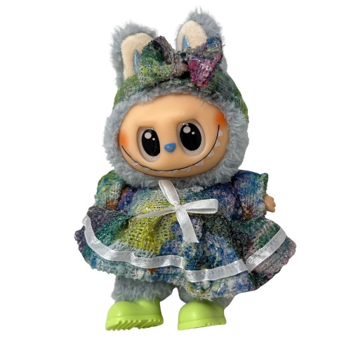 Winter Dress in Multicolor Splash Pattern for 17.5cm Labubu Dolls