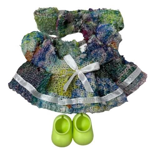 Winter Dress in Multicolor Splash Pattern for 17.5cm Labubu Dolls