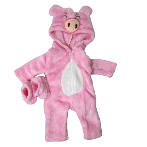 Soft Furry One-Piece Pajamas with Matching Slippers for 18-Inch Girl Dolls