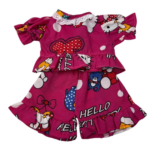  Shorty Pajamas with Cute Kitten Print for Baby Alive & Little Baby Dolls