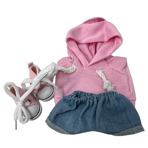Fashionable Pink Hoodie with Jeans and Sneakers for 17.5cm Collectable Dolls
