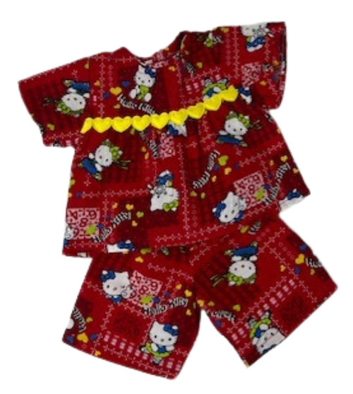 Doll Clothes Superstore Handmade Red Kitty Pajamas Fit 18 Inch Girl Dolls Like American Girl Our Generation My Life Dolls