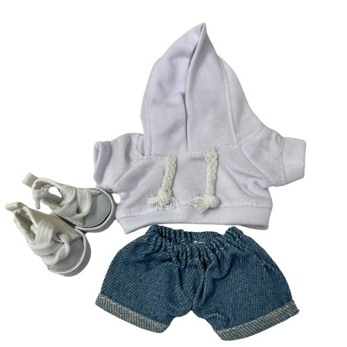 Casual Day Hoodie, Jeans & High-Top Sneakers Outfit for 17.5cm Labubu Dolls