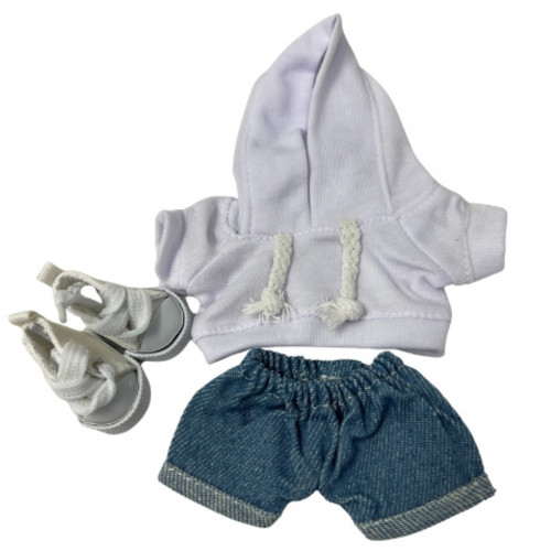 Casual Day Hoodie, Jeans & High-Top Sneakers Outfit for 17.5cm Labubu Dolls