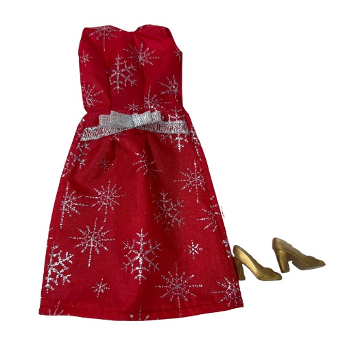 Sparkling Red Party Dress with Silver Accents for 11.5" Fashion Dolls
