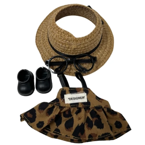 Designer Dress Set with Hat, Shoes & Glasses for 17.5cm Collectable Dolls