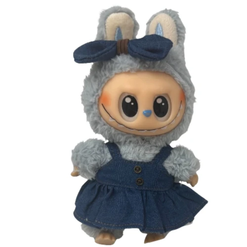 Denim Jumper-Style Dress with Matching Headband for 17.5cm Collectable Dolls