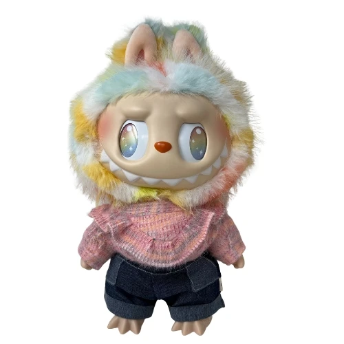 Pink Variegated Ruffle Sweater with Denim Shorts for 37cm (14.5”) Collectable Dolls