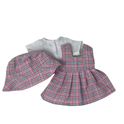 Pastel Plaid Traditional School Dress for 12" Baby Alive & Little Baby Dolls