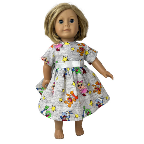 Muppet Friends Print Dress for 18 Inch Girl Dolls – Ms. Piggy, Kermit & Friends Outfit
