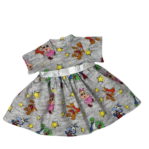 Muppet Friends Print Dress for 18 Inch Girl Dolls – Ms. Piggy, Kermit & Friends Outfit