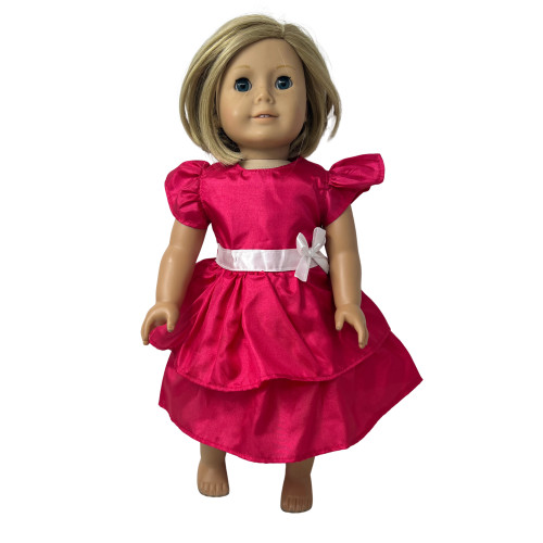 Rose Silky Ruffle Dress for 18 Inch Girl Dolls – Elegant Party Doll Dress, Special Occasion Outfit