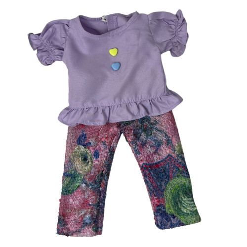 Lavender Top and Multicolor Pants Outfit for 18 Inch Girl Dolls