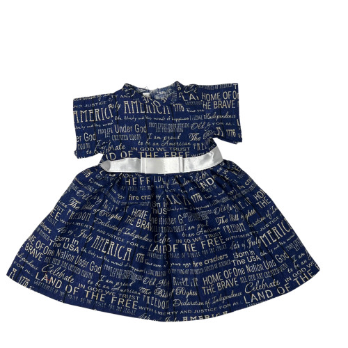Patriotic Blue Doll Dress for 18 Inch Girl Dolls – 4th of July American Doll Outfit