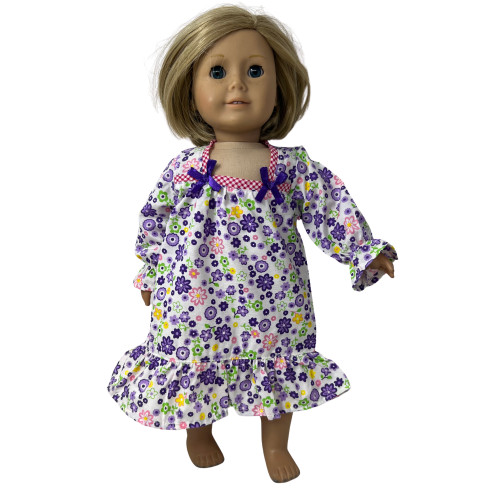 Purple Flower Nightgown for 18 Inch Girl Dolls