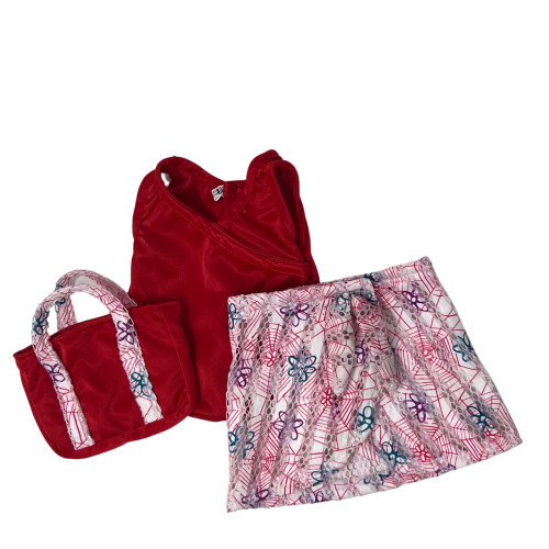 Bright Red One-Piece Bathing Suit with Cover-Up for 14–15 Inch Baby Dolls