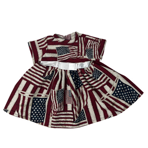 Patriotic American Flag Collage Dress for 18 Inch Girl Dolls | 4th of July Doll Outfit