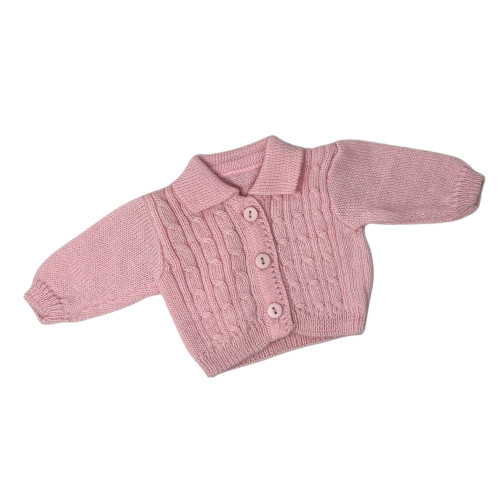 Pink Cable Knit Cardigan Sweater for 18 Inch Girl Dolls – Classic Doll Sweater Outfit