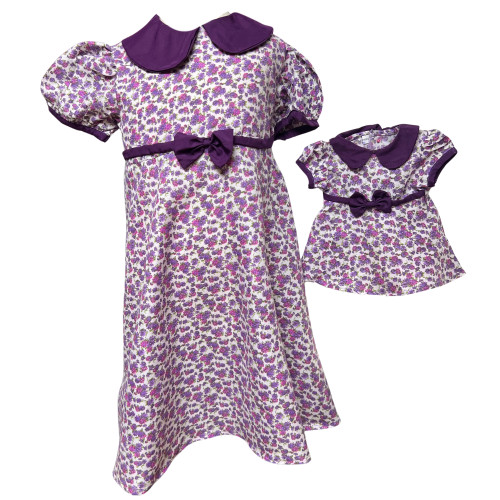 Matching Girl Size 6 and 18 Inch Doll Floral Dresses – Mommy and Me Style Outfit