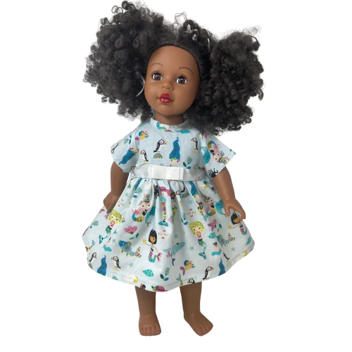 Under the Sea Mermaid Print Dress for 18 Inch Girl Dolls – Ocean Theme Doll Outfit