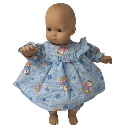 Baby Blue Teddy Bear Print Pajamas for 14–15 Inch Baby Dolls – Cozy Doll Sleepwear Set