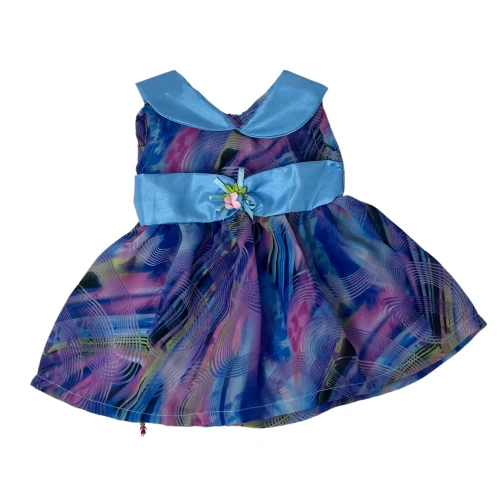 Colorful Splash Print Doll Dress for 15–16 Inch Baby Dolls & Cabbage Patch Kids – Handmade Sleeveless Dress with Silk Collar