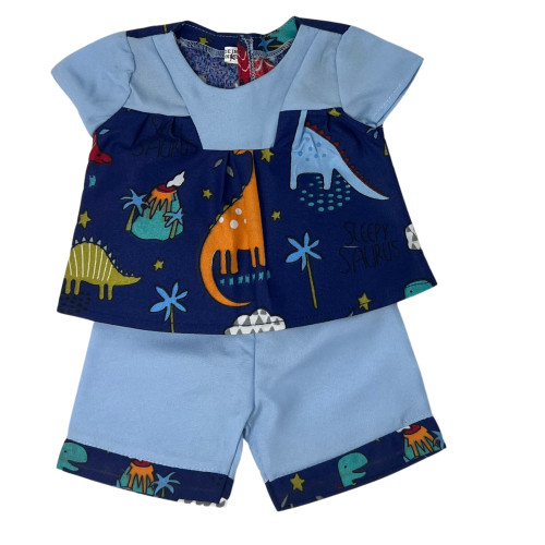 Dinosaur Doll Outfit for 15–16 Inch Baby Dolls & Cabbage Patch Kids – Blue Dino Shirt and Pants Set 