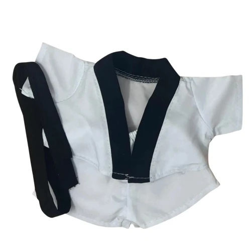 Karate Outfit fit 37cm Collectable Doll, Martial Arts Costume, Black Belt Doll Clothes, 14.5 Inch Collectable Doll Outfit, White GI Doll Outfit