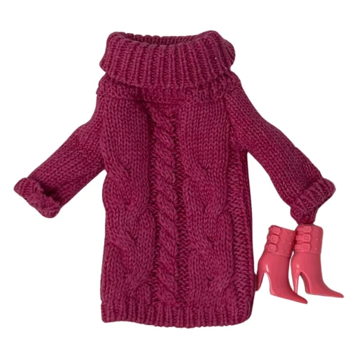 Pink Turtleneck Sweater Outfit for 11.5 Inch Fashion Dolls with Pink Boots