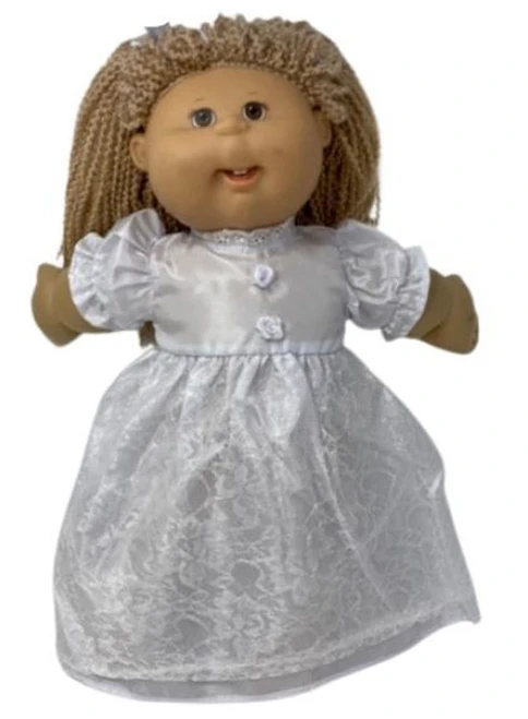 Silk Wedding Dress -Lace Skirt & Matching Veil Fits Cabbage Patch Kid Dolls