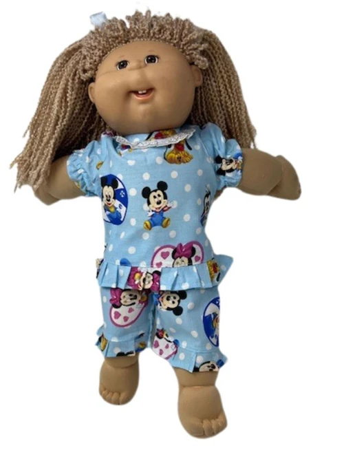 Blue Mickey Print Pajamas Fits Cabbage Patch Kid And Baby Dolls