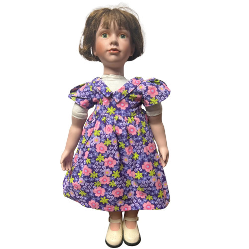 Purple Floral Dress for 23 Inch Dolls | Handmade Outfit for My Twinn & Similar Size Dolls