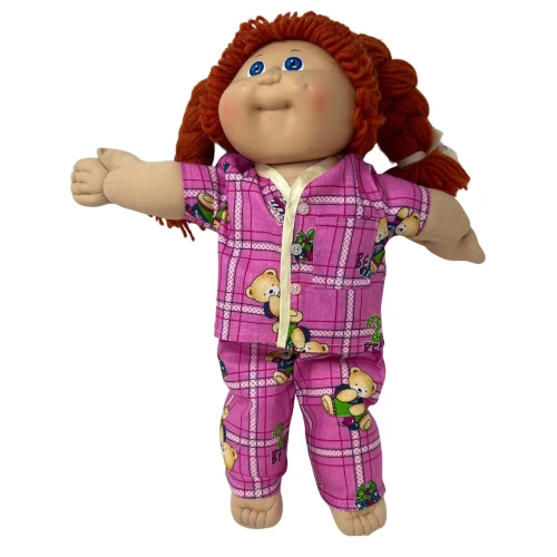 Pink Teddy Bear Pajamas for 15–16 Inch Baby Dolls | Fits Cabbage Patch Kids | Cute Doll Sleepwear Set