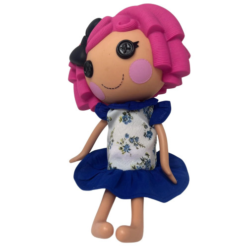 Blue Floral Ruffle Dress for Lalaloopsy Doll | Handmade Doll Clothes | Cotton Doll Dress with Angel Sleeves | Rare Lalaloopsy Outfit 
