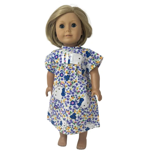 Flower and Kitten Nightgown for 18 Inch Dolls Fits American Girl Our Generation My Life
