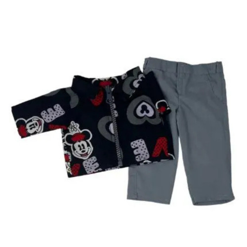 Mouse-Inspired Zippered Jacket and Gray Pants Set for 18 Inch Girl and Boy Dolls