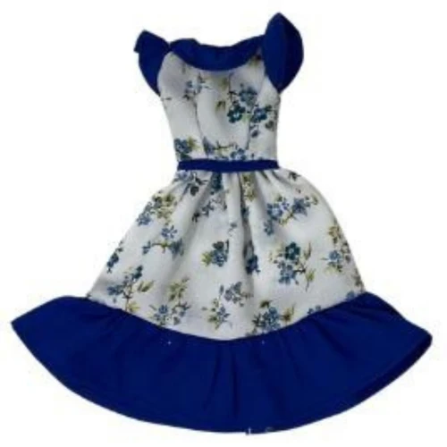 Blue Floral Long Dress for 11.5 Inch Fashion Dolls