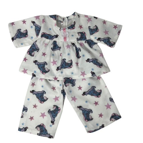 Eeyore Print Flannel Pajamas for 15-16 Inch Baby Dolls and Cabbage Patch Kid Dolls
