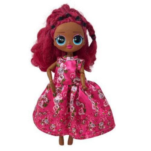 Rose Print Dress for LOL Surprise and OMG Little Dolls – Shiny Floral Doll Dress