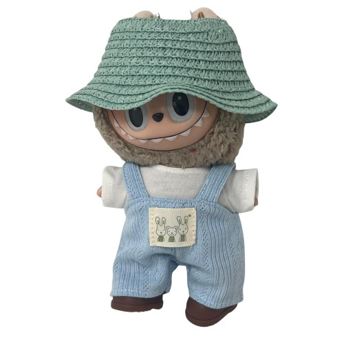 Baby Blue Knit Overalls Outfit for 17.5 cm Collectible Monster Dolls