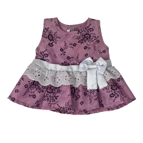 Pretty Mauve Floral Dress for Preemie & Newborn Cabbage Patch Kid Dolls