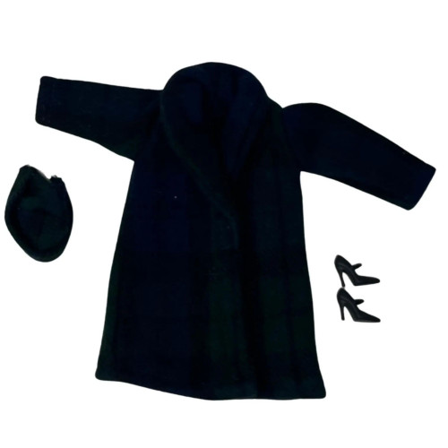 Navy & Winter Green Plaid Winter Coat and Hat Set for 11.5 Inch Fashion Dolls