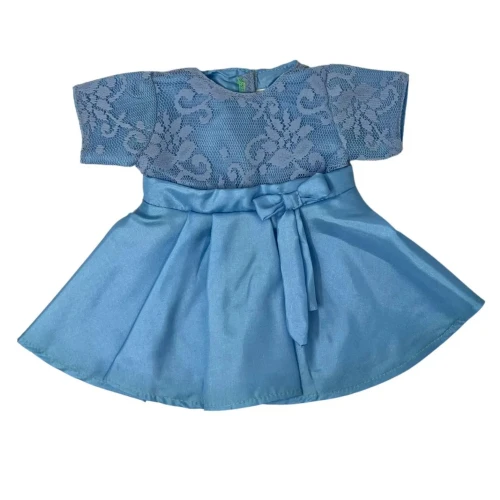 Baby Blue Faux Silk Lace Dress for 14-15 Inch Baby Dolls