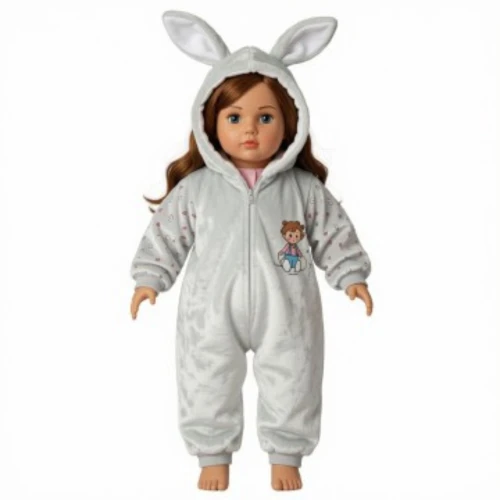 White Velvet Bunny Costume for 18 Inch Dolls