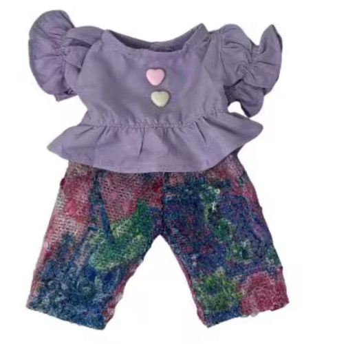 Baby Alive Doll Clothes 12 Inch Doll Outfit Lavender Blouse and Colorful Knit Pants Handmade