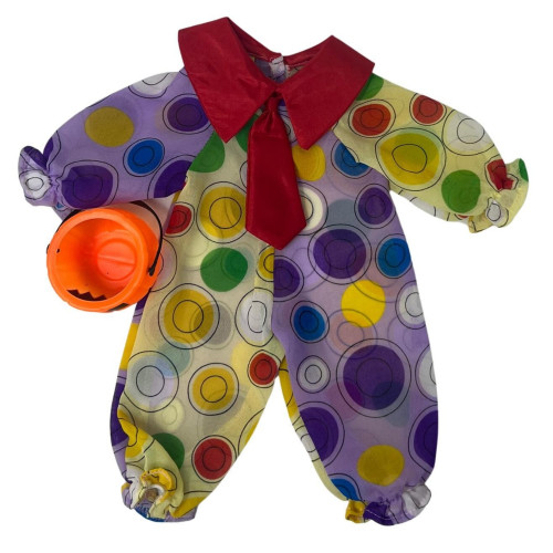 Clown Costume with Trick-or-Treat Pumpkin for 14-15 Inch Baby Dolls
