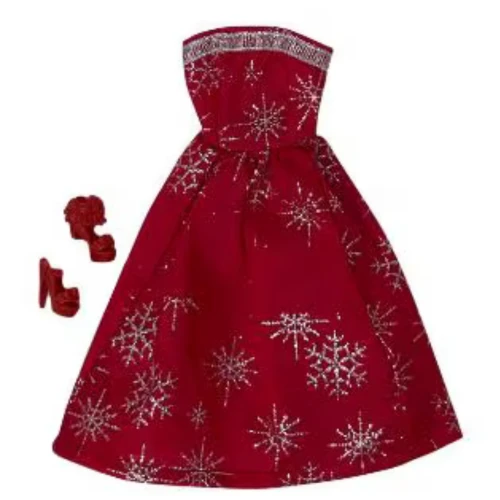 Red Snowflake Holiday Dress with Heels for 11.5 Inch Fashion Dolls