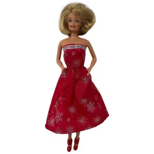 Red Snowflake Holiday Dress with Heels for 11.5 Inch Fashion Dolls