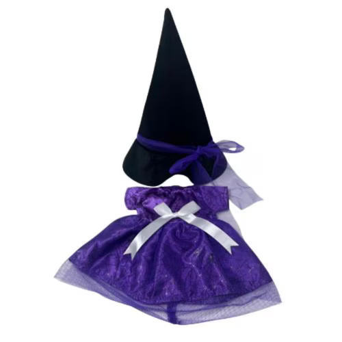 Purple Spider Web Halloween Dress and Witch Hat Set Fits Most 18 Inch Dolls